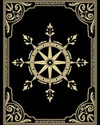 Ornate Golden Compass Emblem Rug
