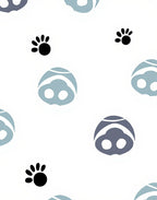 Light Blue Abstract Pig Face Paw Prints Rug