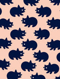Navy Cat Repeat On Peach Background Rug
