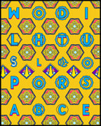 Yellow Alphabet Hexagon Geometric Rug