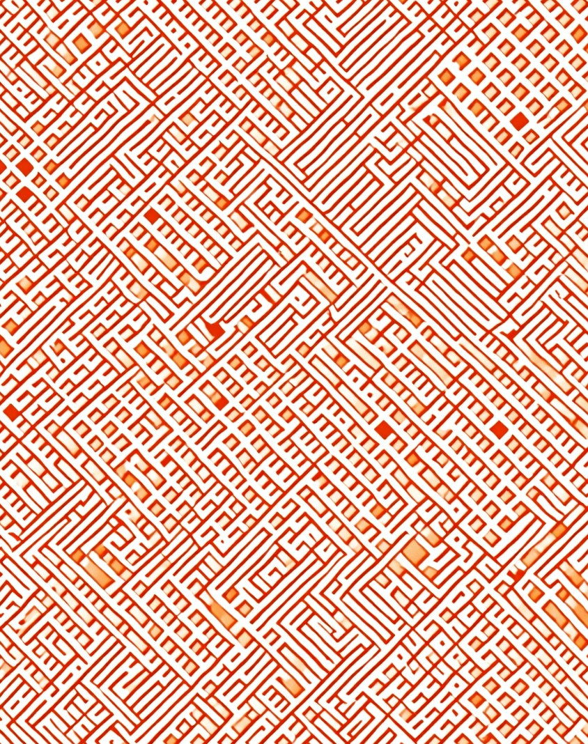 Red White Abstract Labyrinth Rug