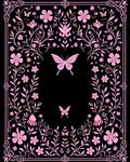 Whimsical Pink Butterfly Floral Border Rug