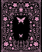 Whimsical Pink Butterfly Floral Border Rug