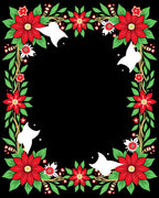 Festive Red Poinsettia Floral Border Rug