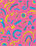 Funky Pink Blue Yellow Abstract Shapes Rug