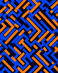 Bold Orange Blue Geometric Maze Rug