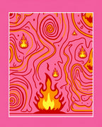 Hot Pink Fiery Swirls Rug
