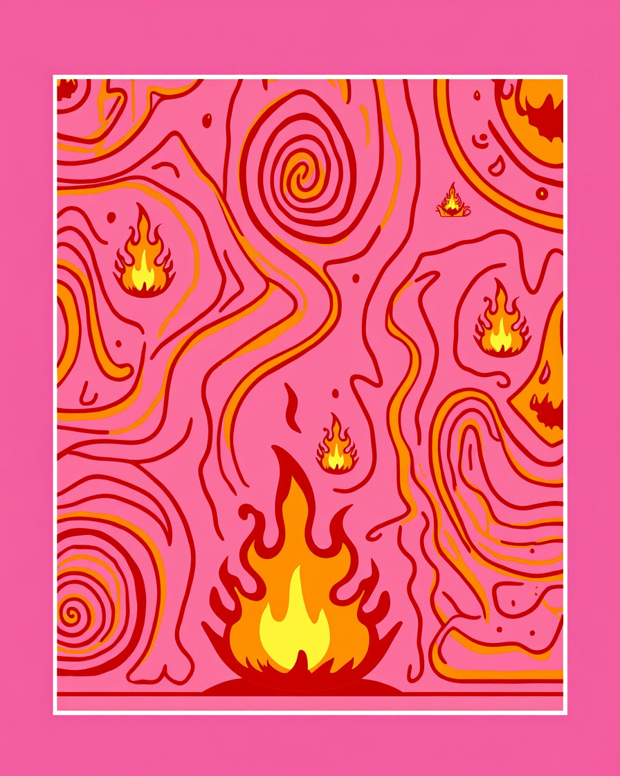 Hot Pink Fiery Swirls Rug