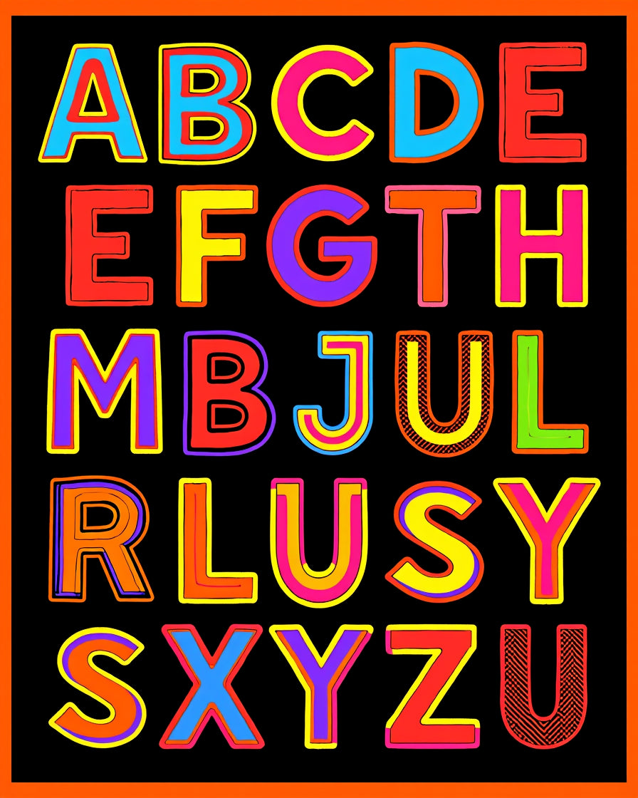 Bold Colorful Alphabet Art Rug