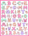 Cute Alphabet Animals Pastel Colors Rug