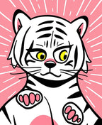 Cute White Tiger Pink Burst Rug