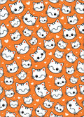 Orange Kawaii Cat Faces Hearts Rug
