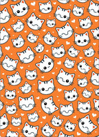 Orange Kawaii Cat Faces Hearts Rug