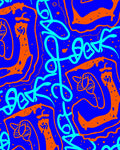 Bright Blue Orange Abstract Doodle Rug