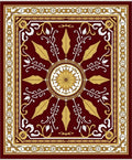 Deep Red Golden Floral Medallion Rug