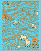 Whimsical Blue Orange Animal Herd Rug