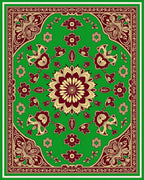 Emerald Green Burgundy Floral Medallion Rug
