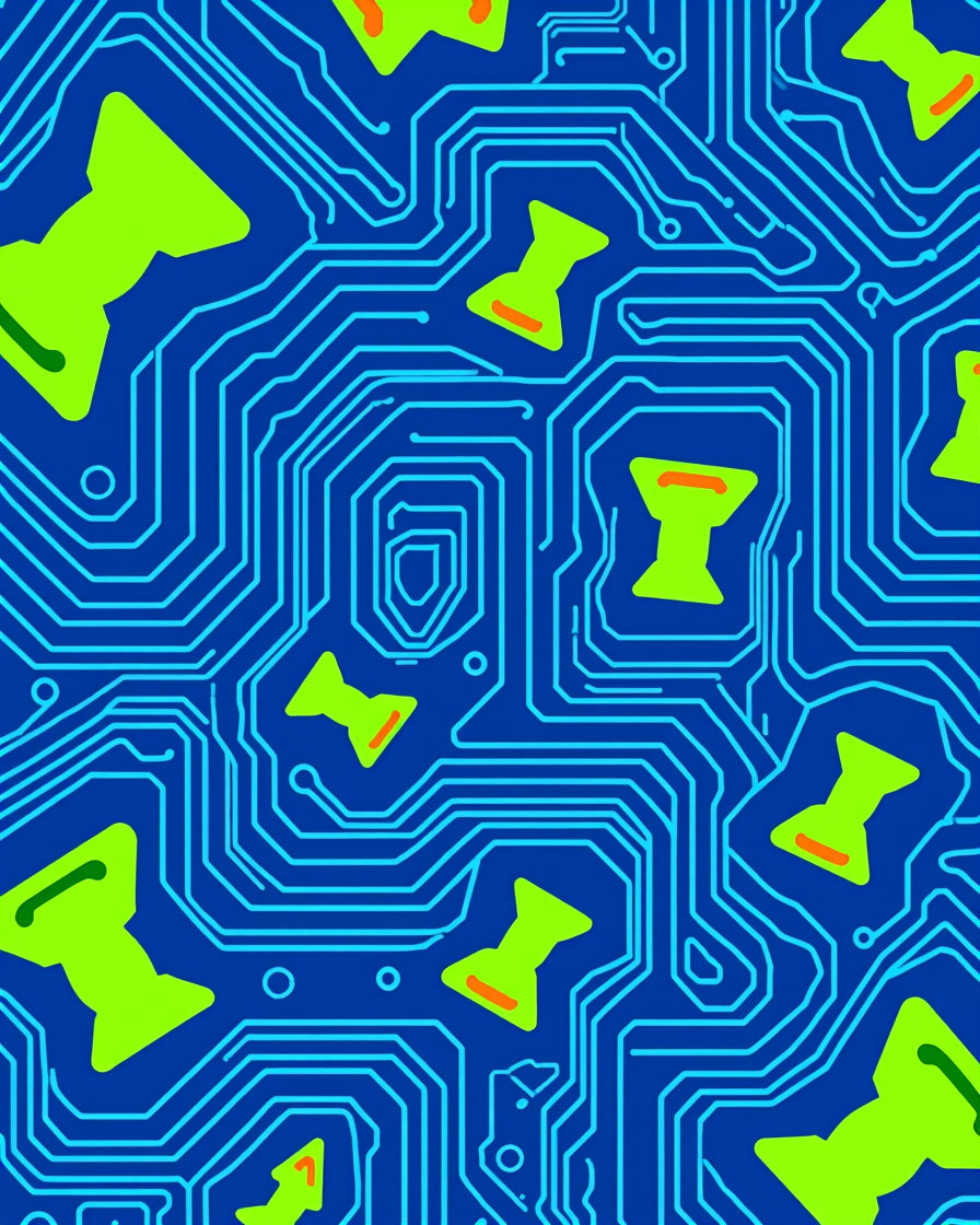 Cybernetic Blue Circuit Board Accents Rug