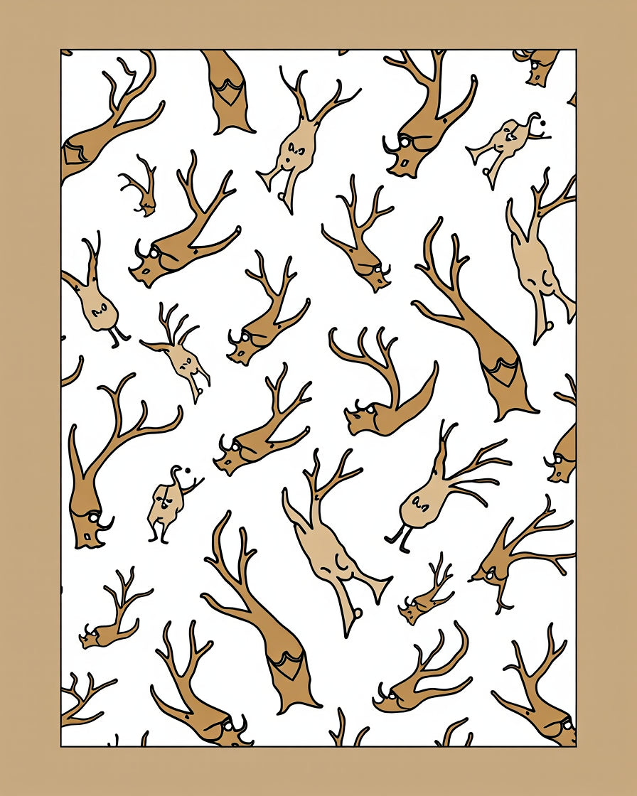 Whimsical Brown Branch Figures Rug