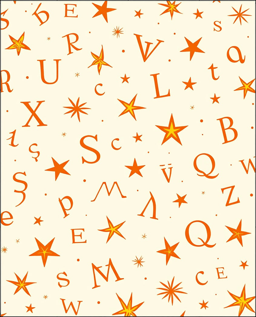 Orange Alphabet Star Scatter Rug