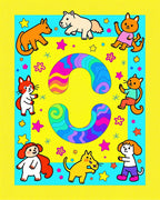 Playful Colorful Animals Stars Whimsical Swirls Rug