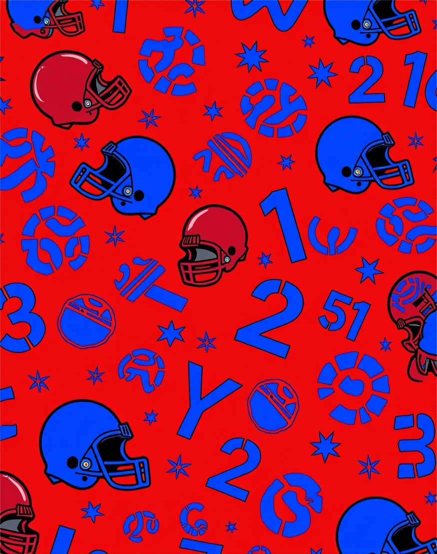 Red Blue Football Helmets Numbers Galaxy Rug