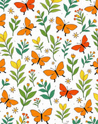 Orange Butterfly Garden Foliage Rug