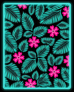Vibrant Teal Floral Garden Rug