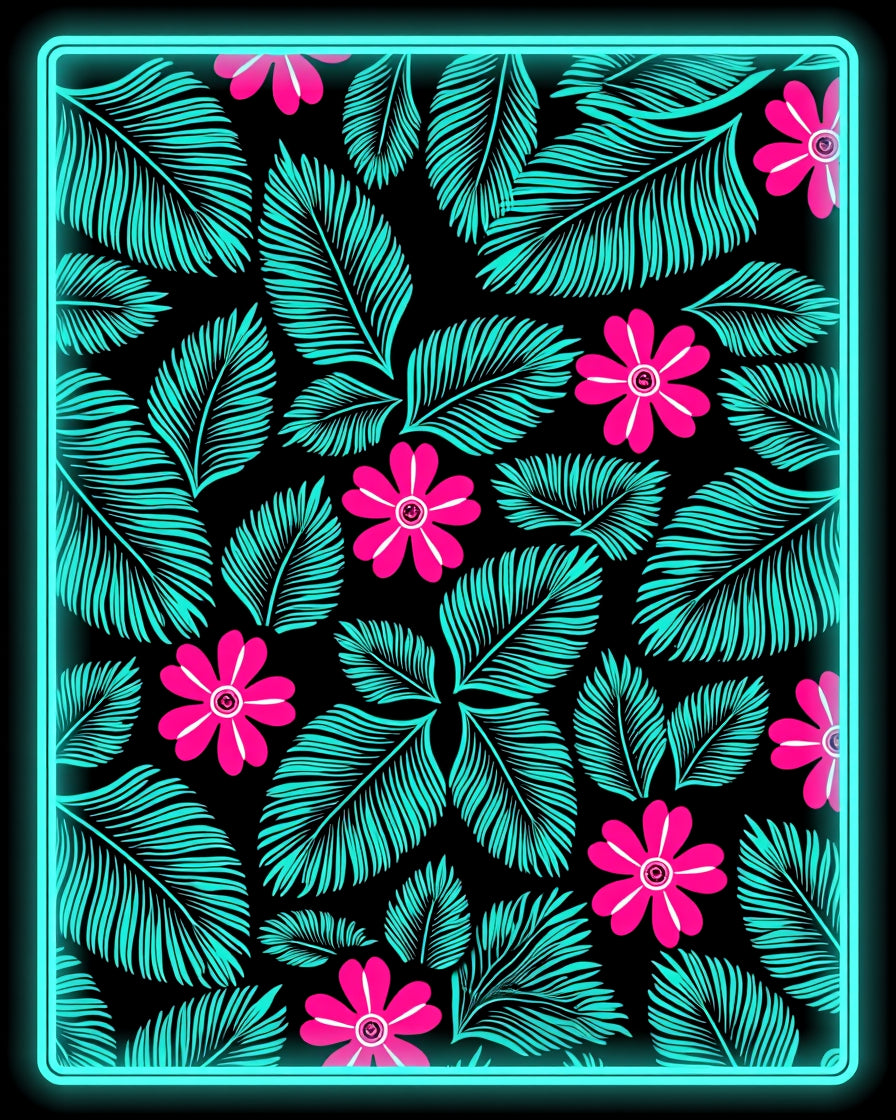 Vibrant Teal Floral Garden Rug