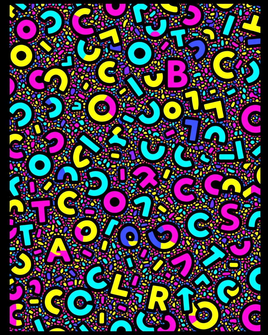 Retro Alphabet Confetti Splash Rug