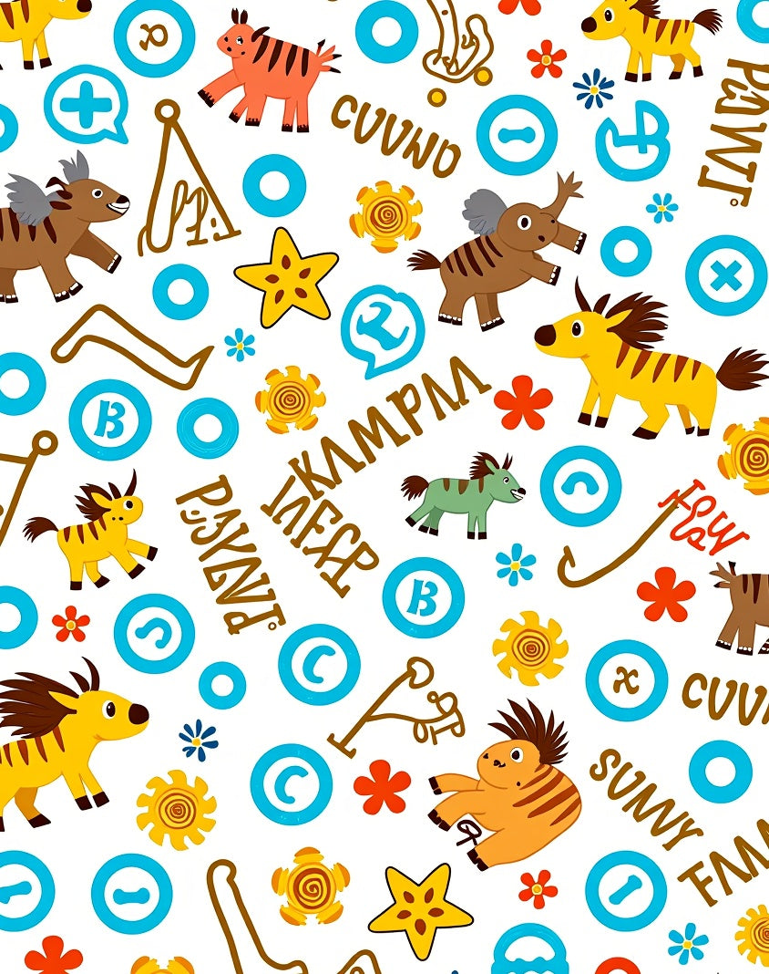Whimsical Cartoon Animals With Text Accents Rug