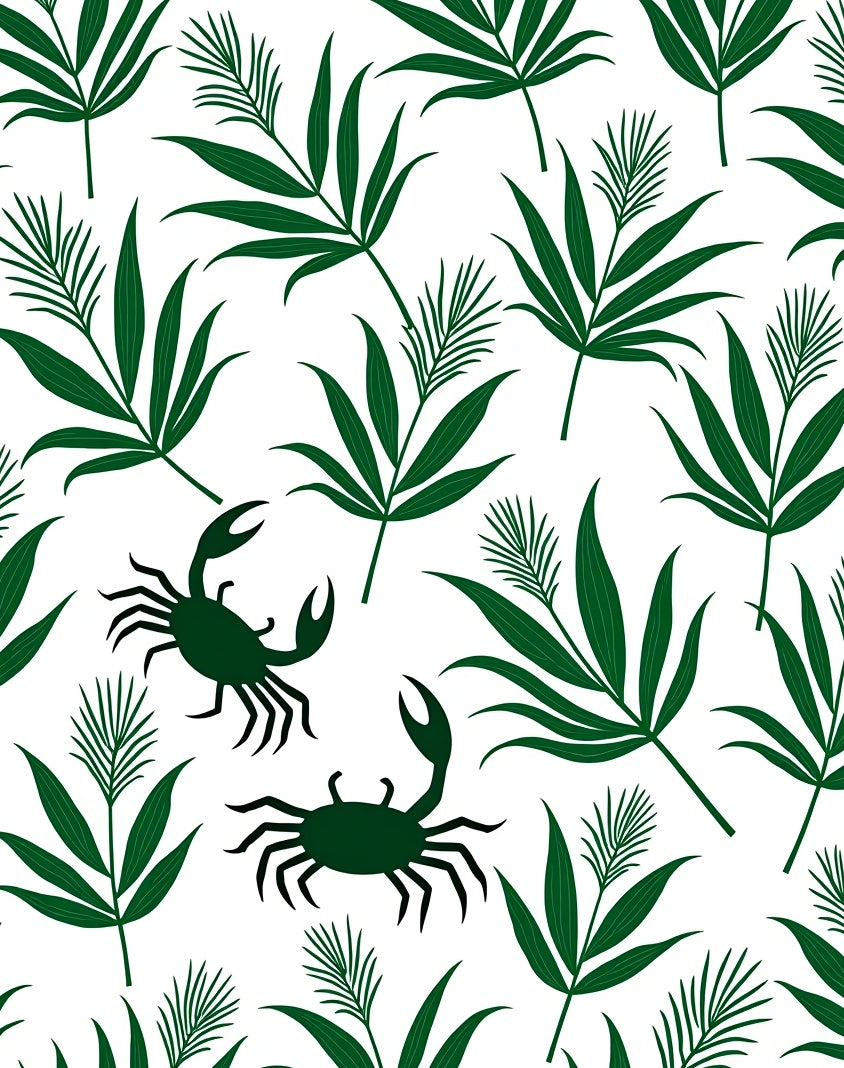 Forest Green Crab Fern Leaf Rug