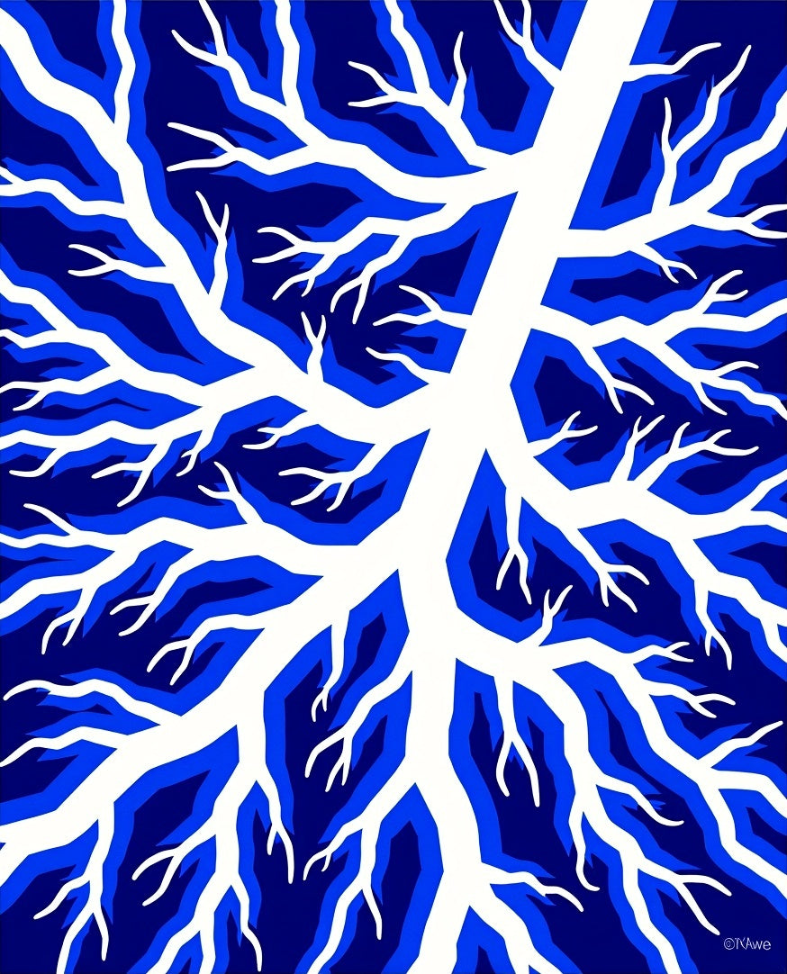Midnight Blue Branch Abstract Rug