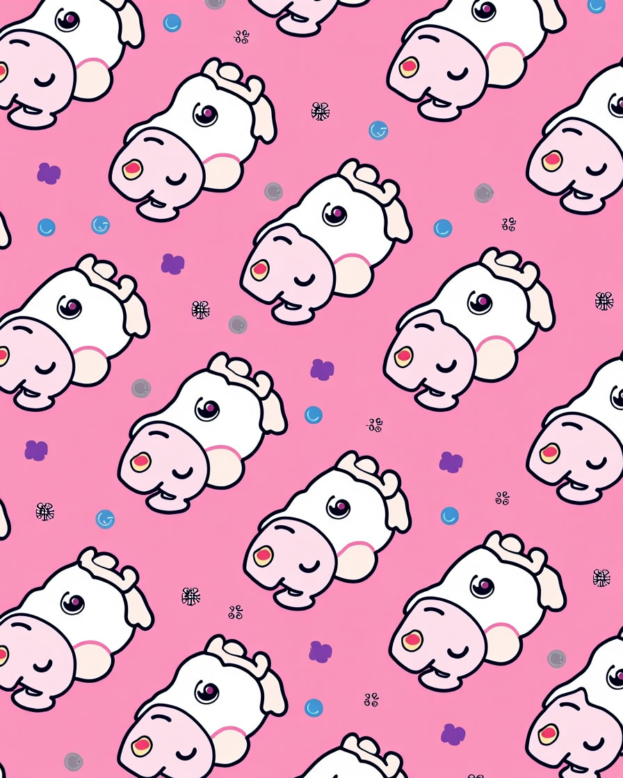 Whimsical Pink Cow Cute Kawaii Repeat Rug