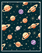 Retro Saturn And Stars Rug