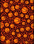 Fiery Orange Basketball Swirls Rug