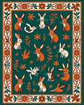 Whimsical Rabbits Emerald Border Rug