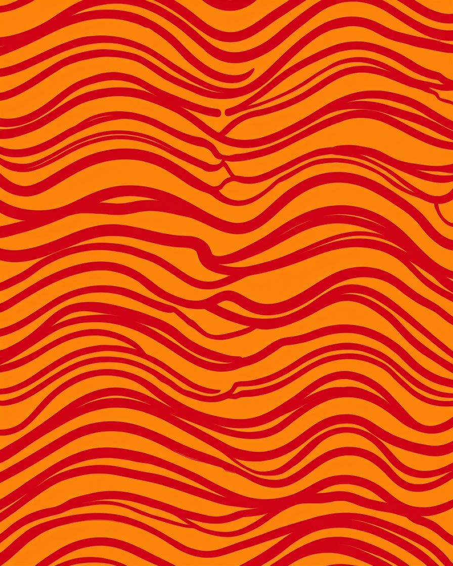 Bold Orange Red Wavy Stripes Rug