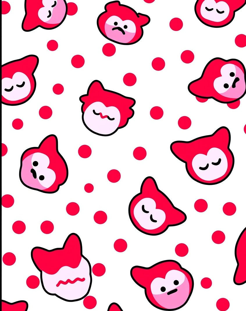 Whimsical Red Creature Polka Dot Rug