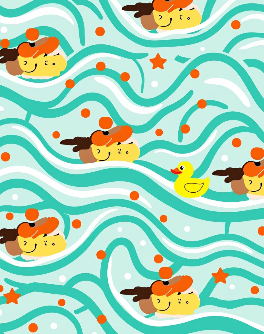 Playful Yellow Duck Waves Rug