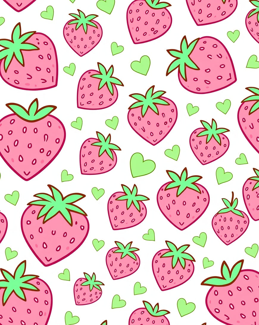 Pink Strawberry Hearts Repeat Rug