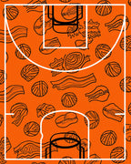 Orange Basketball Court Abstract Throw Rug