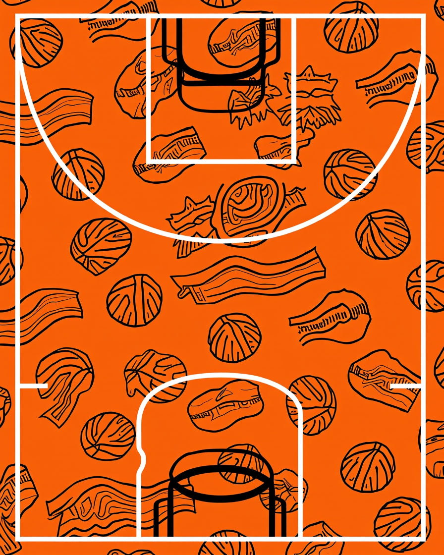 Orange Basketball Court Abstract Throw Rug
