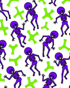 Purple Dancing Skeletons Lime Shapes Rug