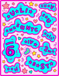 Pink Aqua Cloud Shapes Stars Hearts Rug