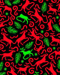 Vibrant Red Green Animal Swirls Rug