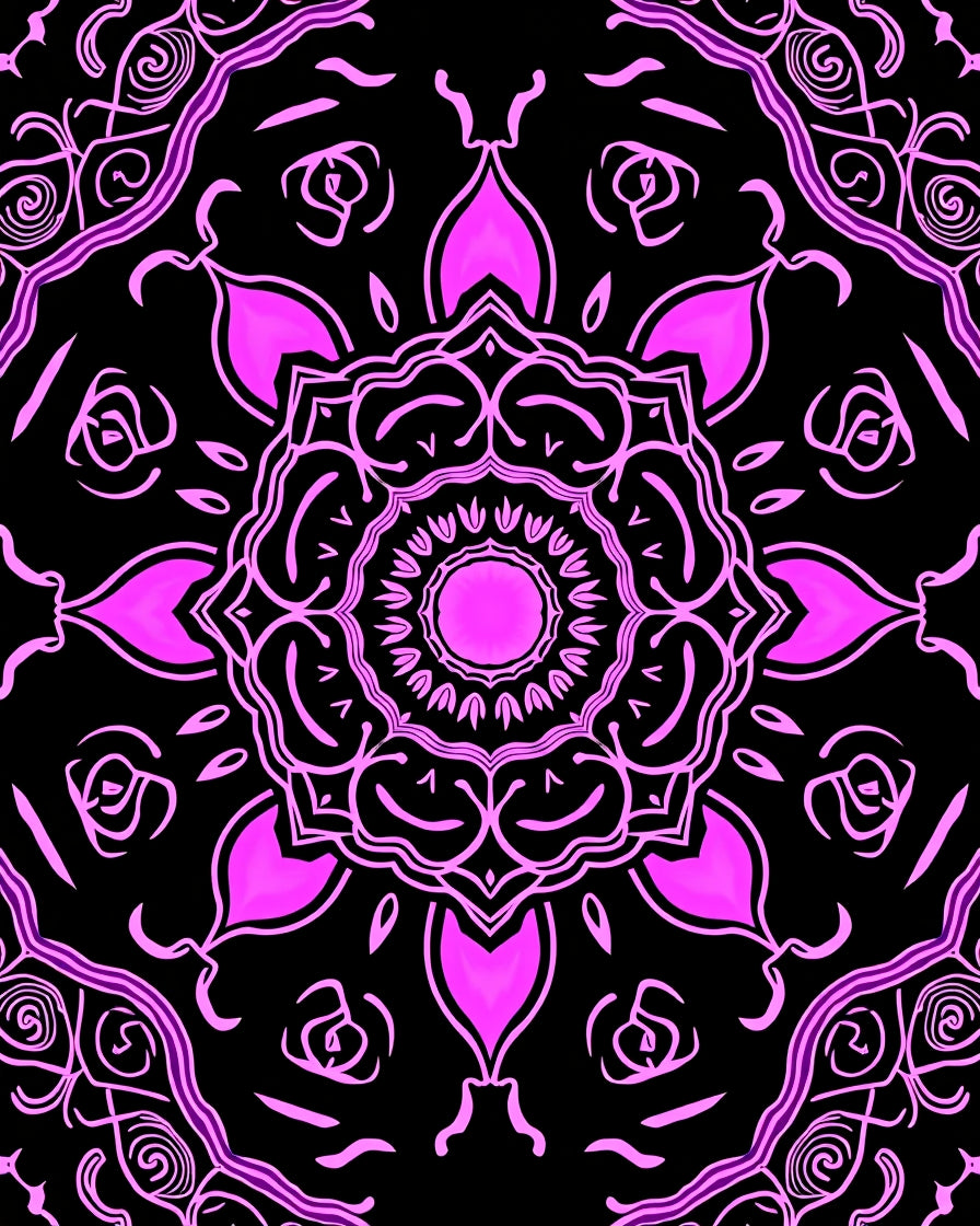 Vibrant Pink Mandala Bloom Rug