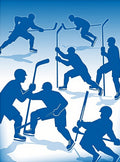 Blue Hockey Players Action Silhouette Rug