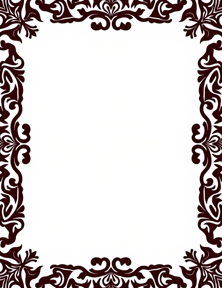 Dark Brown Victorian Floral Border Rug