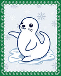 Cute Seal and Snowflakes Border Rug